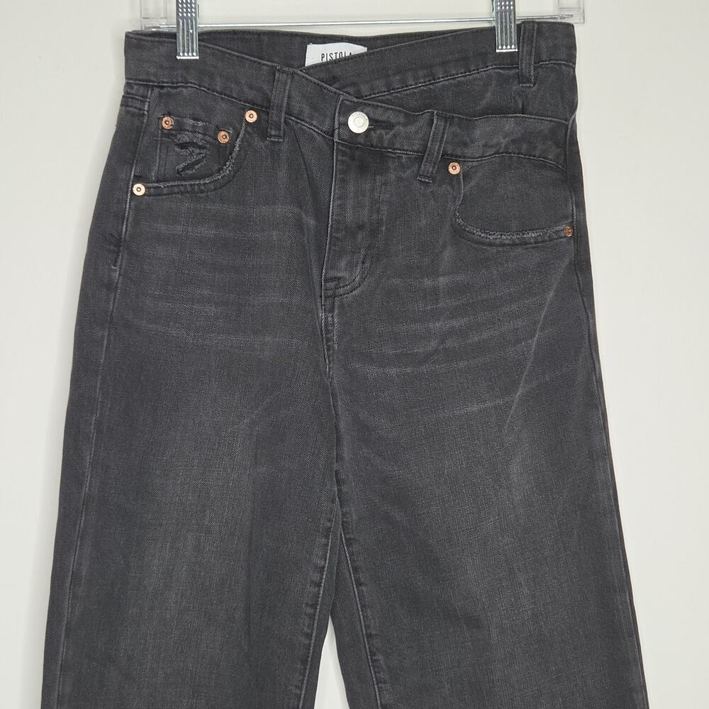 Pistola Size 25 Womens Bobbie Jeans Black Wide Leg High Rise